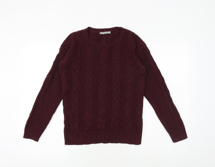 Marks and Spencer Womens Purple Round Neck Cotton Pullover Jumper Size 8
