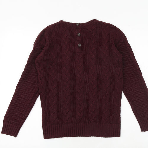 Marks and Spencer Womens Purple Round Neck Cotton Pullover Jumper Size 8