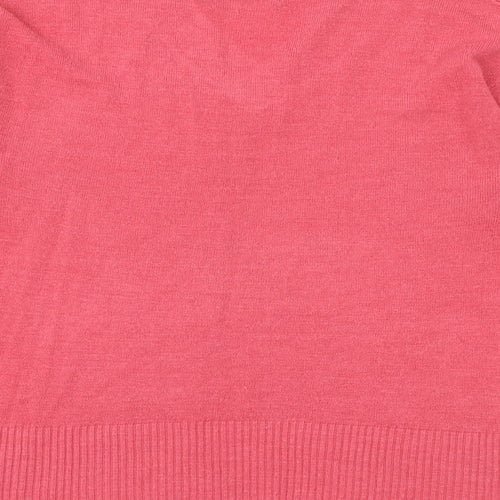 Marks and Spencer Womens Pink V-Neck Acrylic Pullover Jumper Size 12