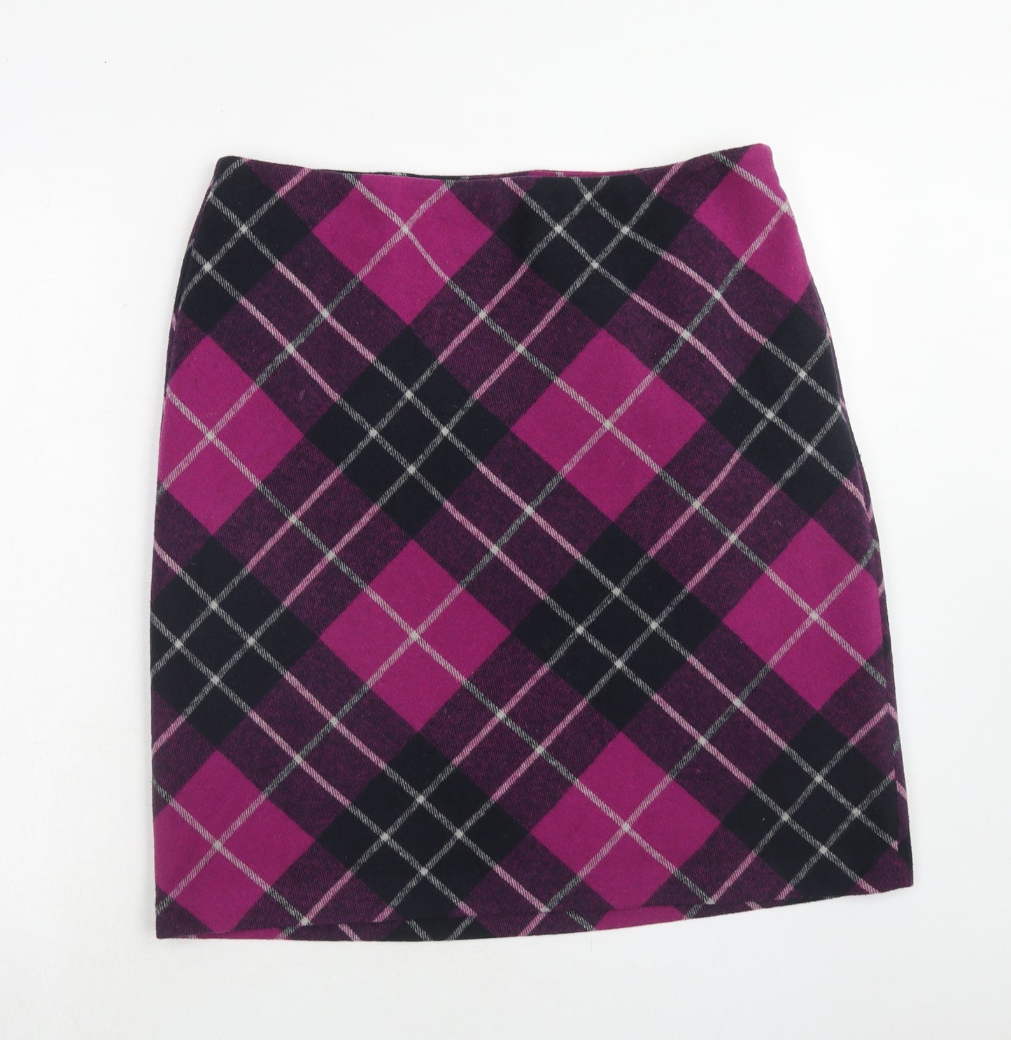 EWM Womens Purple Plaid Polyester Mini Skirt Size 16 Zip