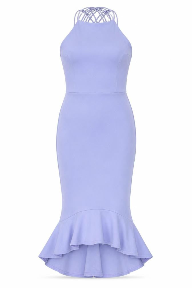 Front view of Missguided women’s purple polyester mermaid, size UK 8, round neck pullover