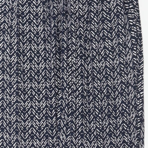 Marks and Spencer Womens Blue Geometric Viscose Trousers Size 10 Regular