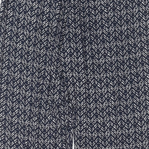 Marks and Spencer Womens Blue Geometric Viscose Trousers Size 10 Regular