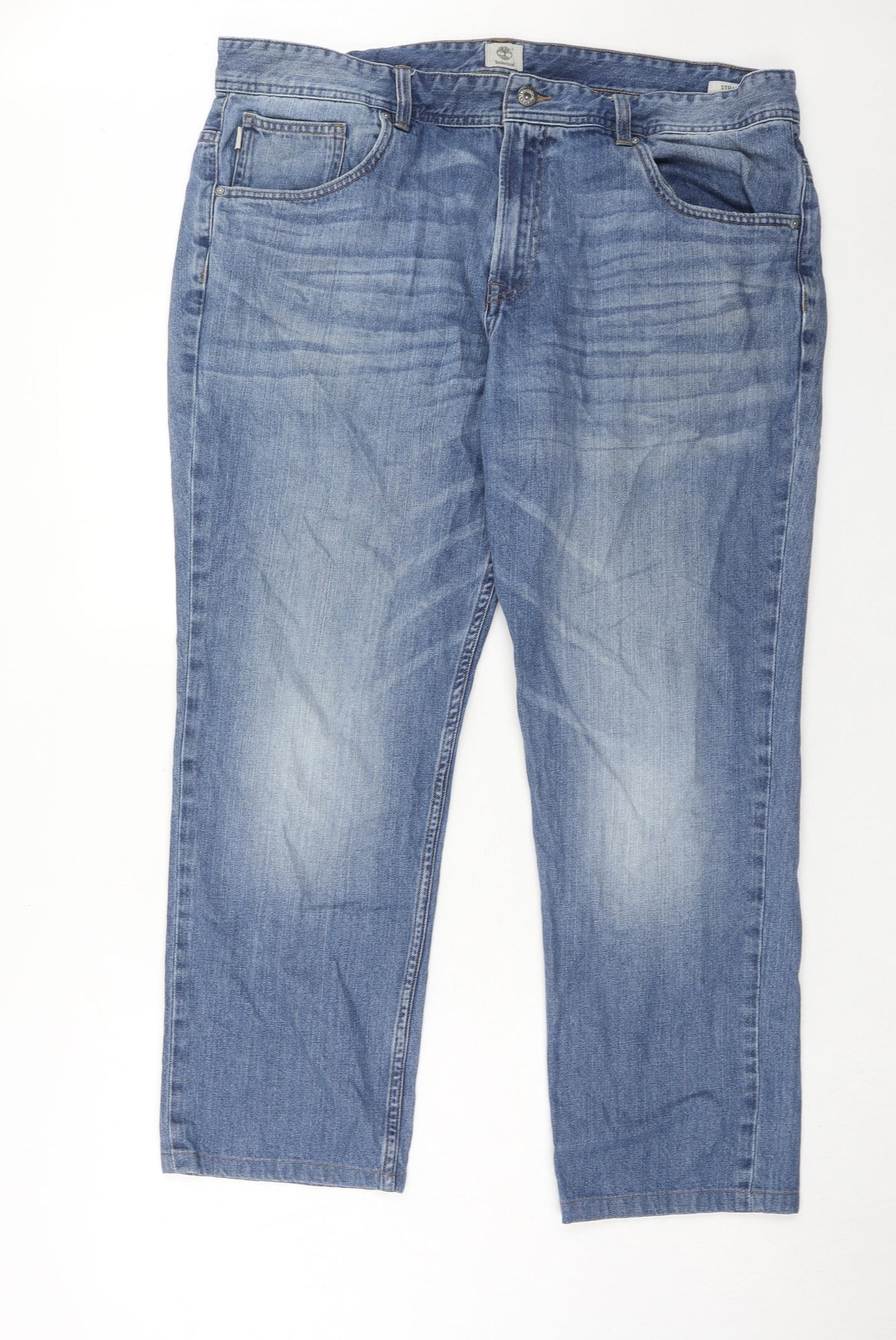 Timberland Mens Blue Cotton Straight Jeans Size 40 in Regular Zip