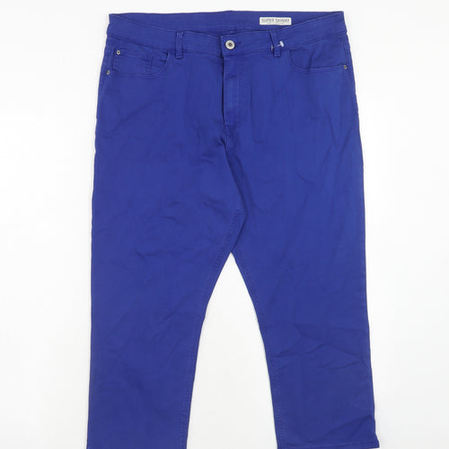 Marks and Spencer Womens Blue Cotton Skinny Jeans Size 16 Regular Zip