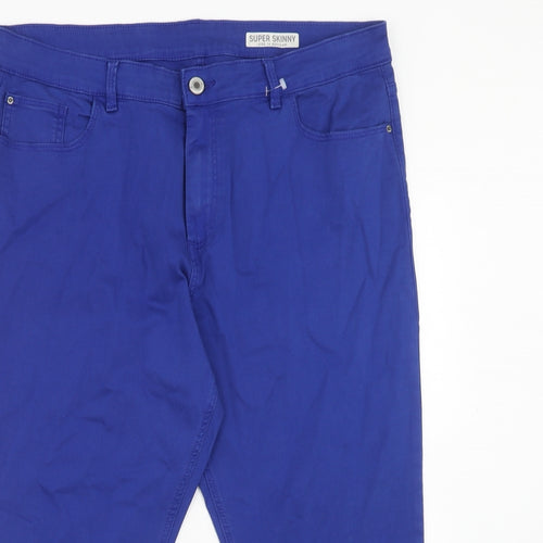 Marks and Spencer Womens Blue Cotton Skinny Jeans Size 16 Regular Zip