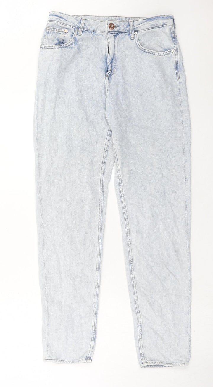 H&M Womens Blue Cotton Mom Jeans Size 29 in L30 in Regular Zip