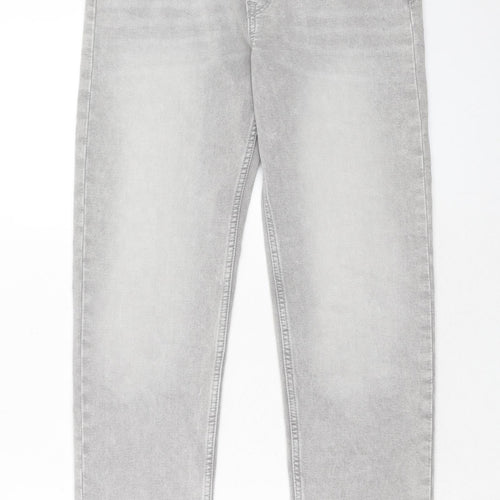 H&M Boys Grey Cotton Straight Jeans Size 12-13 Years Regular Button
