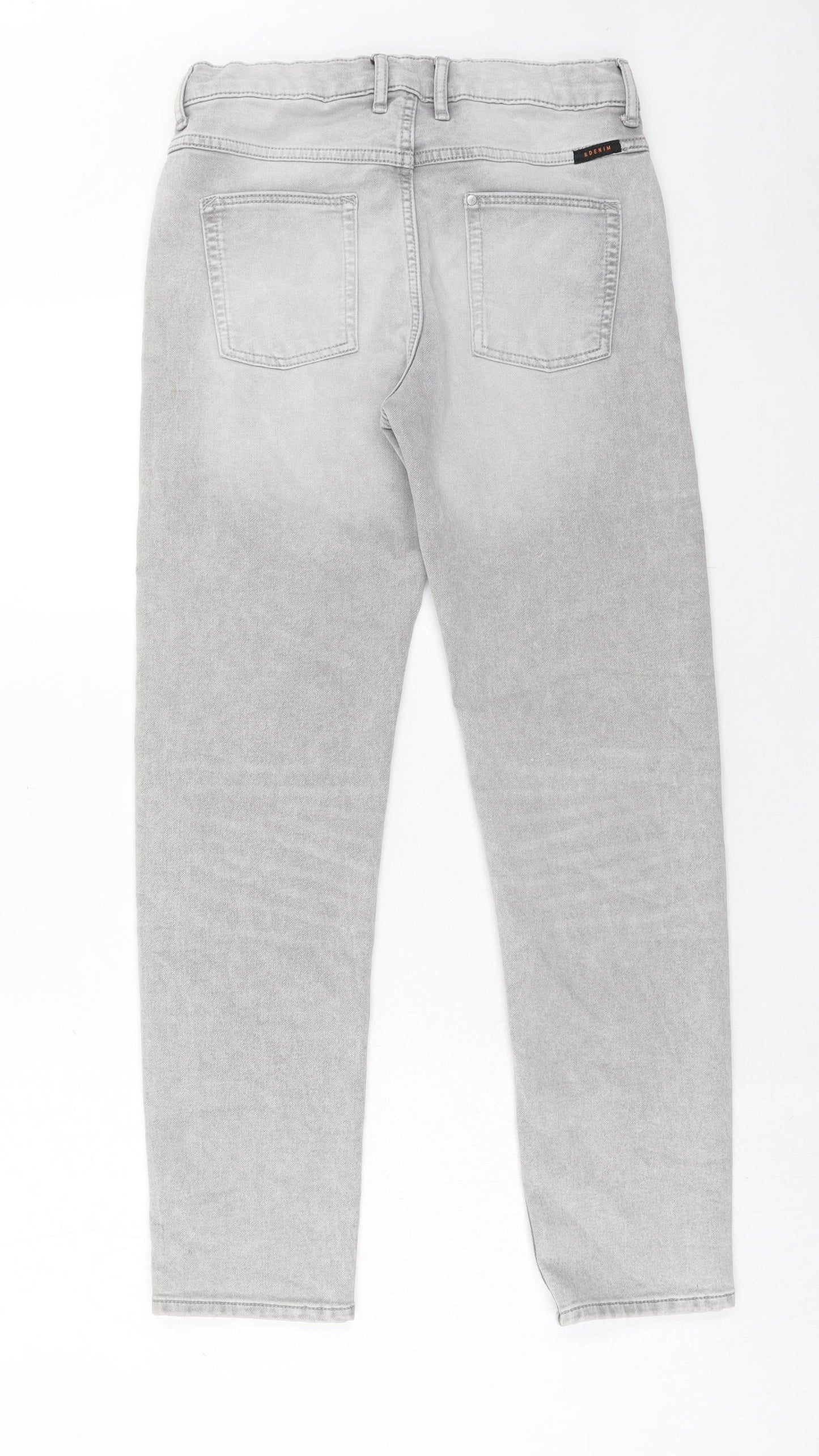 H&M Boys Grey Cotton Straight Jeans Size 12-13 Years Regular Button