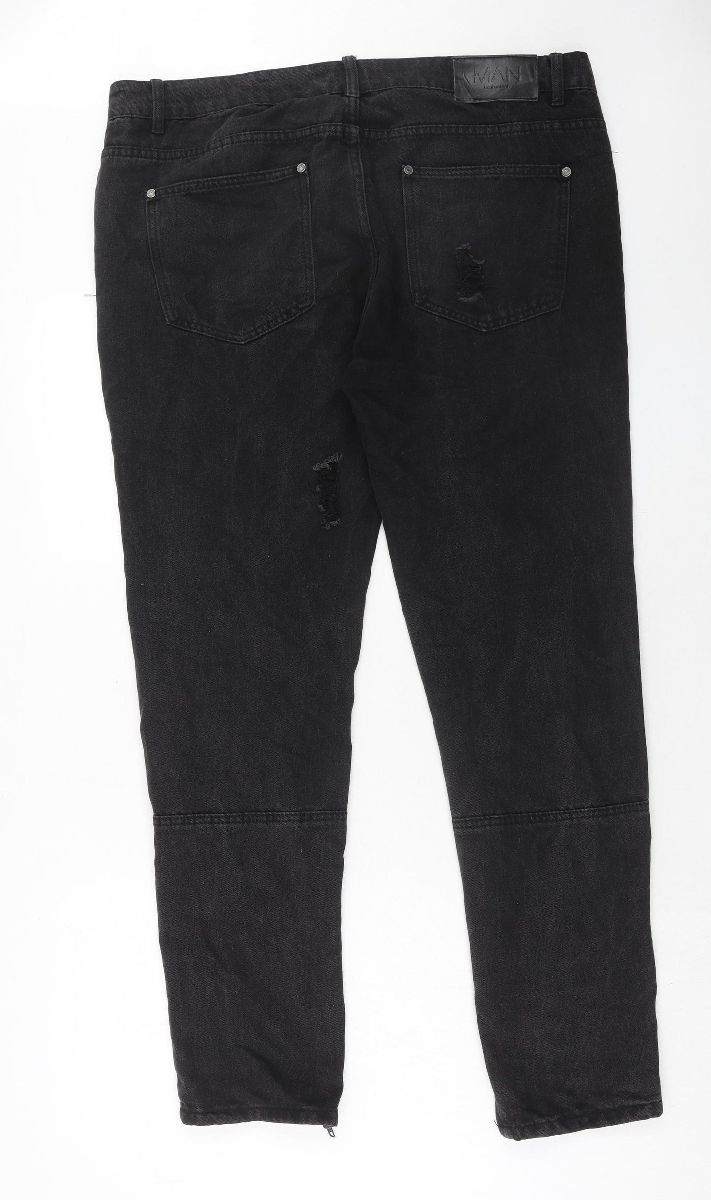 Boohoo Mens Black Cotton Skinny Jeans Size 36 in Regular Button