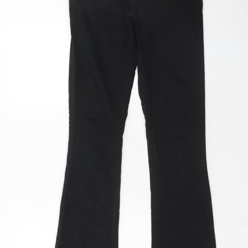 NEXT Womens Black Cotton Bootcut Jeans Size 10 Regular Zip