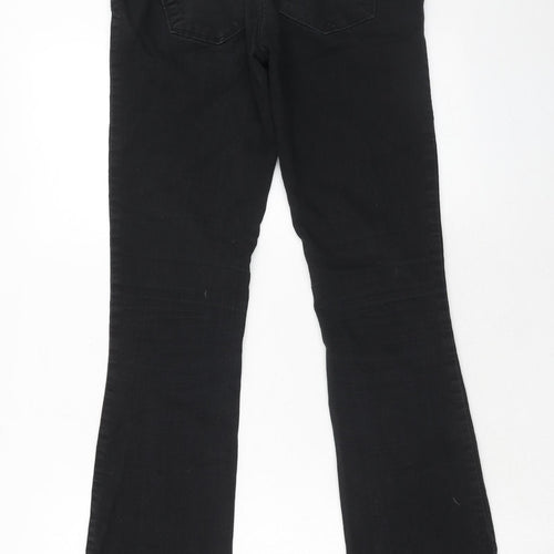 NEXT Womens Black Cotton Bootcut Jeans Size 10 Regular Zip