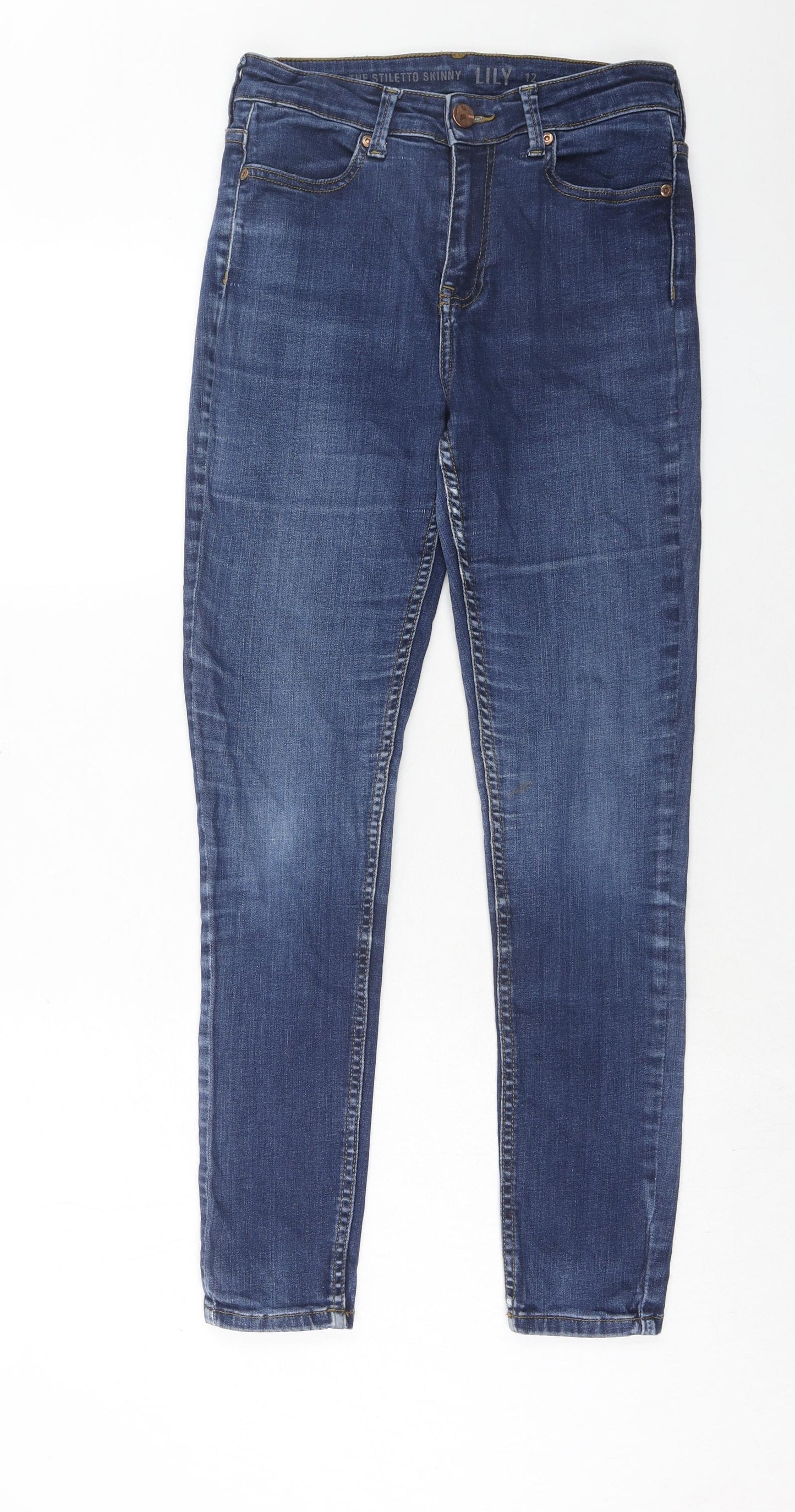 Oasis Womens Blue Cotton Skinny Jeans Size 12 Regular Zip