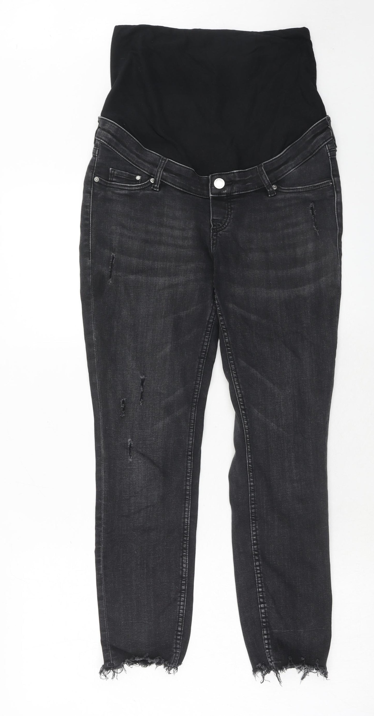 H&M Womens Grey Cotton Skinny Jeans Size S Regular Button