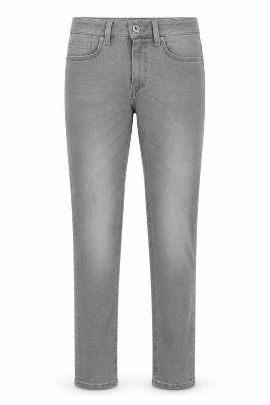 Front view of River Island women’s grey cotton skinny jeans, size UK 26, in regular zip