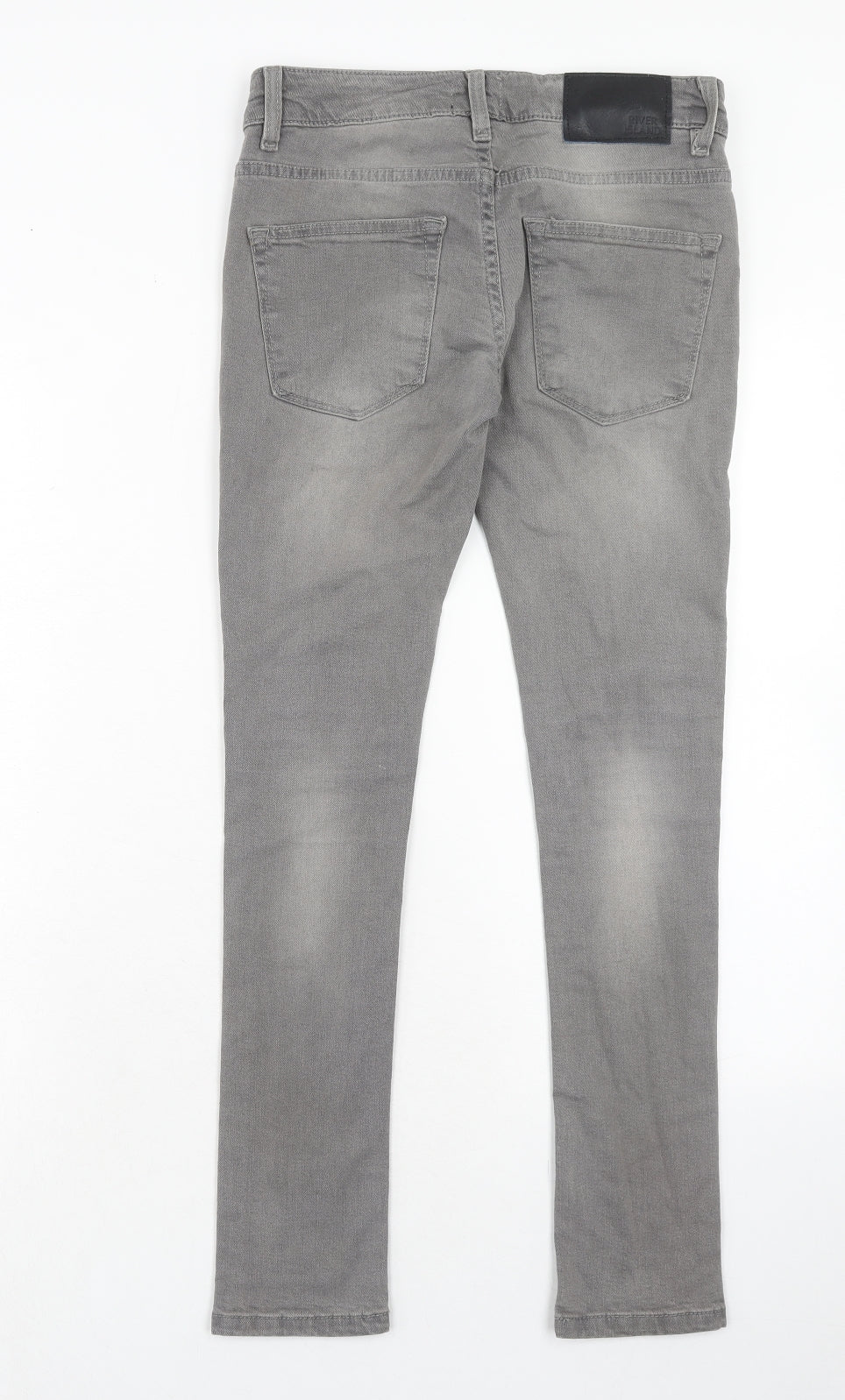 River Island Mens Grey Cotton Skinny Jeans Size 26 in Regular Zip