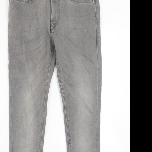 River Island Mens Grey Cotton Skinny Jeans Size 26 in Regular Zip