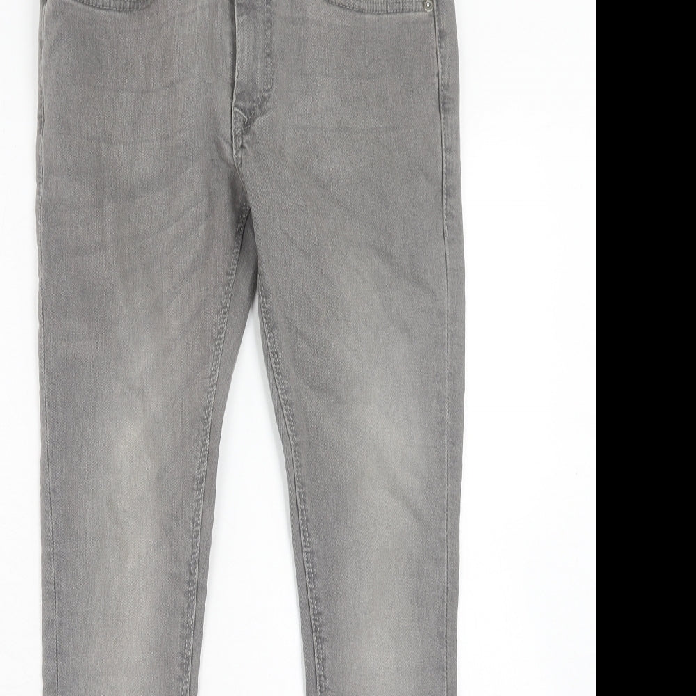 River Island Mens Grey Cotton Skinny Jeans Size 26 in Regular Zip