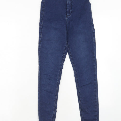 Topshop Womens Blue Cotton Skinny Jeans Size 28 in L32 in Regular Zip