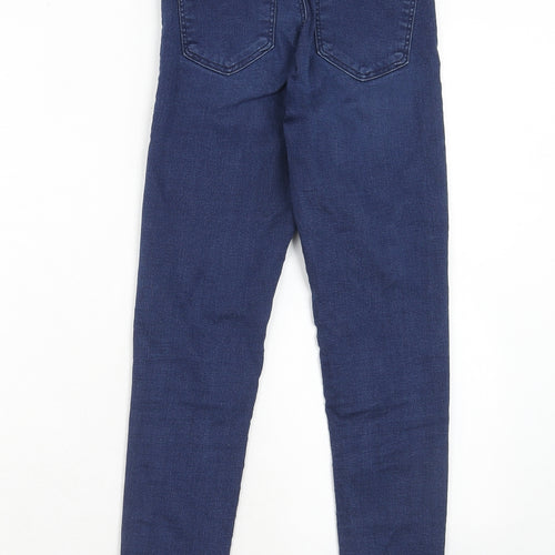 Topshop Womens Blue Cotton Skinny Jeans Size 28 in L32 in Regular Zip