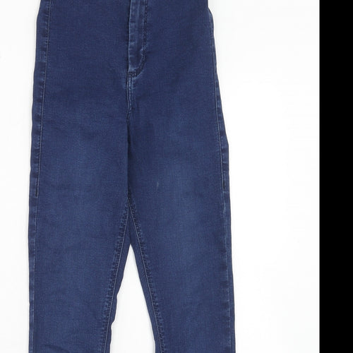 Topshop Womens Blue Cotton Skinny Jeans Size 28 in L32 in Regular Zip