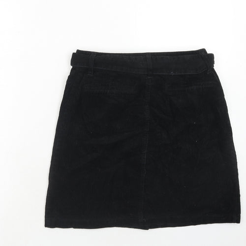 Warehouse Womens Black Cotton Mini Skirt Size 10 Zip