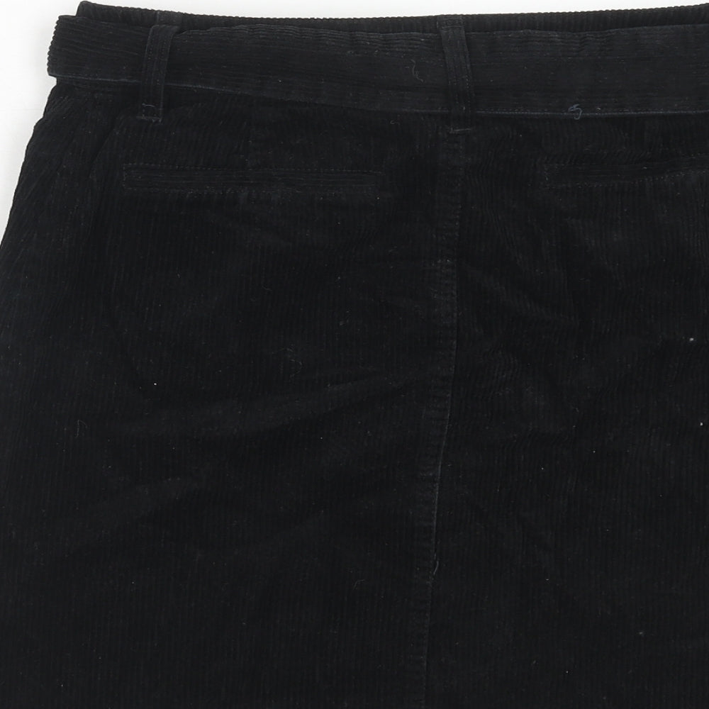 Warehouse Womens Black Cotton Mini Skirt Size 10 Zip
