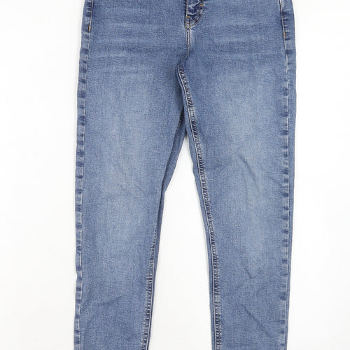 Topshop Womens Blue Cotton Skinny Jeans Size 28 in L32 in Regular Zip