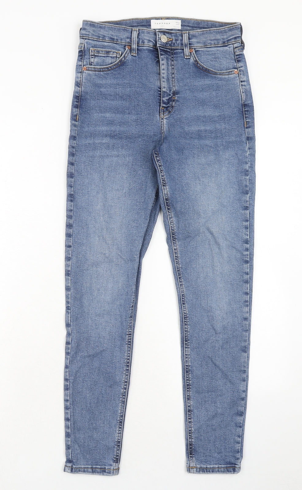 Topshop Womens Blue Cotton Skinny Jeans Size 28 in L32 in Regular Zip