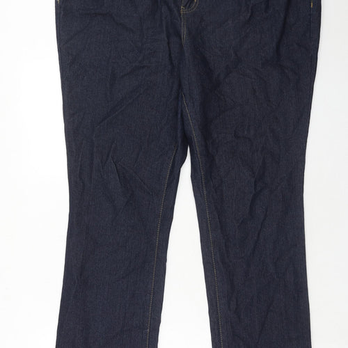 Evans Womens Blue Cotton Straight Jeans Size 22 Regular Zip