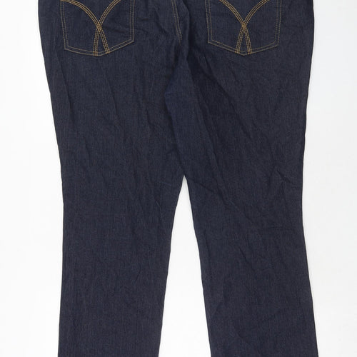 Evans Womens Blue Cotton Straight Jeans Size 22 Regular Zip