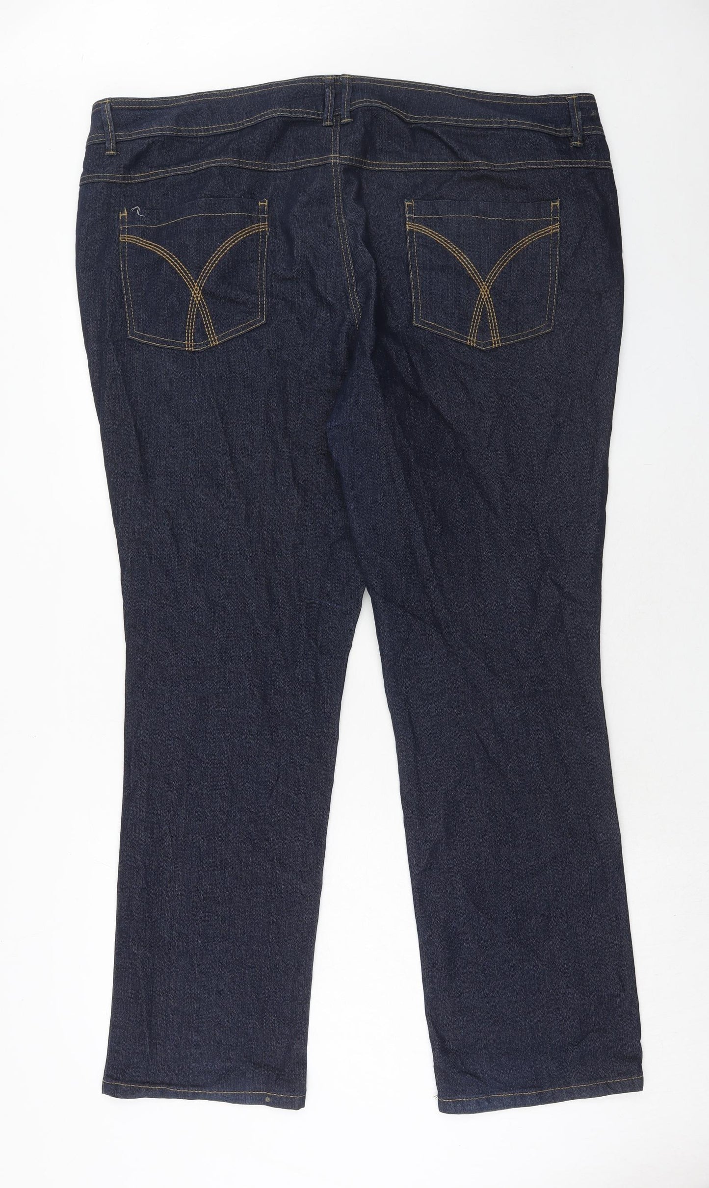 Evans Womens Blue Cotton Straight Jeans Size 22 Regular Zip