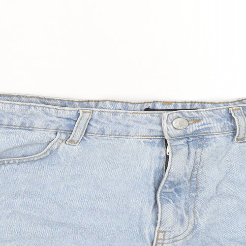 Missguided Womens Blue Cotton Cut-Off Shorts Size 10 Regular Zip