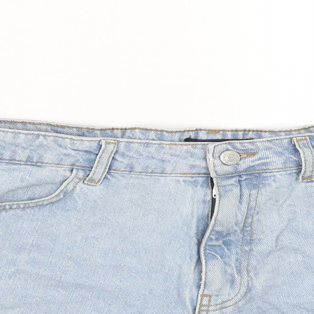 Missguided Womens Blue Cotton Cut-Off Shorts Size 10 Regular Zip
