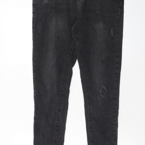 New Look Womens Black Cotton Skinny Jeans Size 16 Regular Zip
