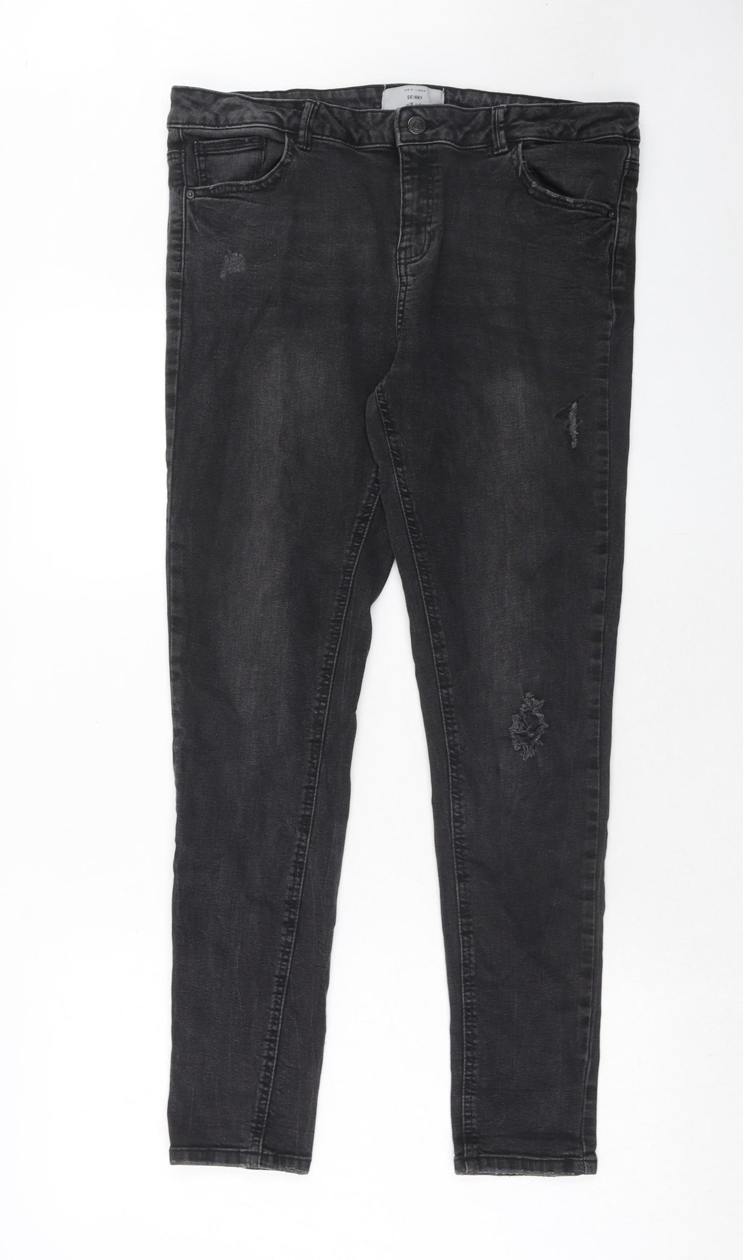 New Look Womens Black Cotton Skinny Jeans Size 16 Regular Zip