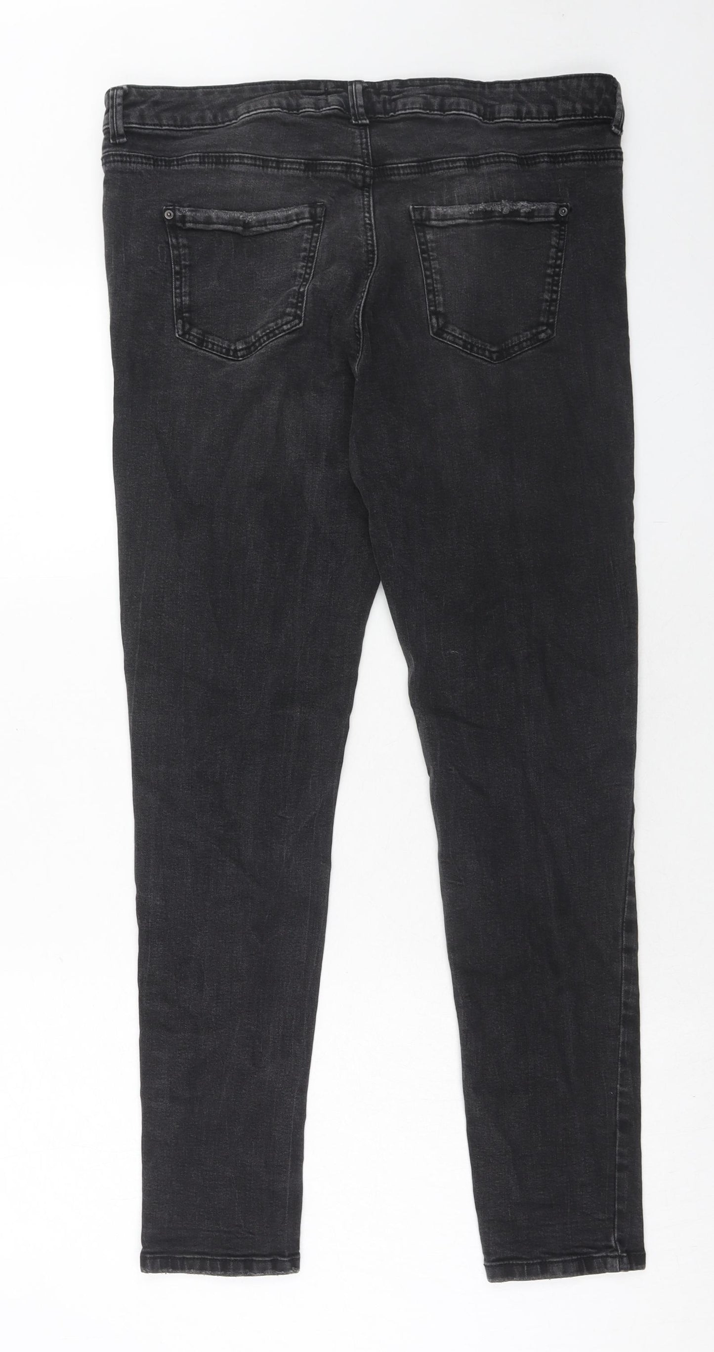 New Look Womens Black Cotton Skinny Jeans Size 16 Regular Zip