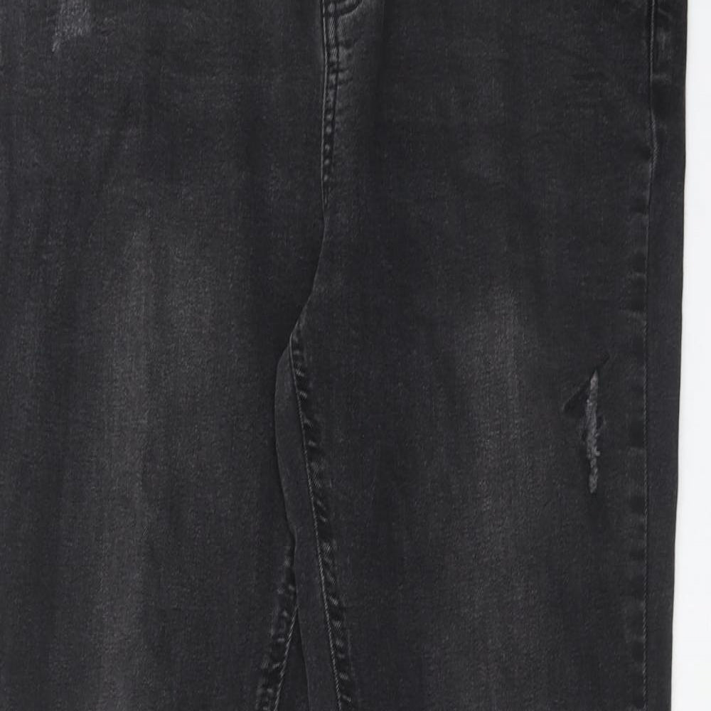 New Look Womens Black Cotton Skinny Jeans Size 16 Regular Zip