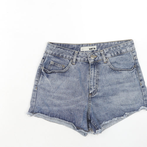Topshop Womens Blue Cotton Cut-Off Shorts Size 28 in Regular Zip