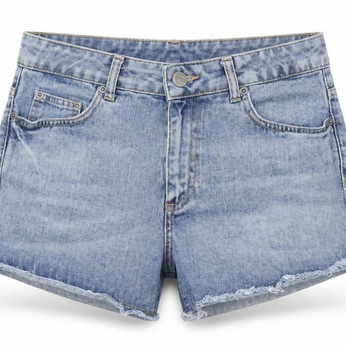 Topshop Womens Blue Cotton Cut-Off Shorts Size 28 in Regular Zip