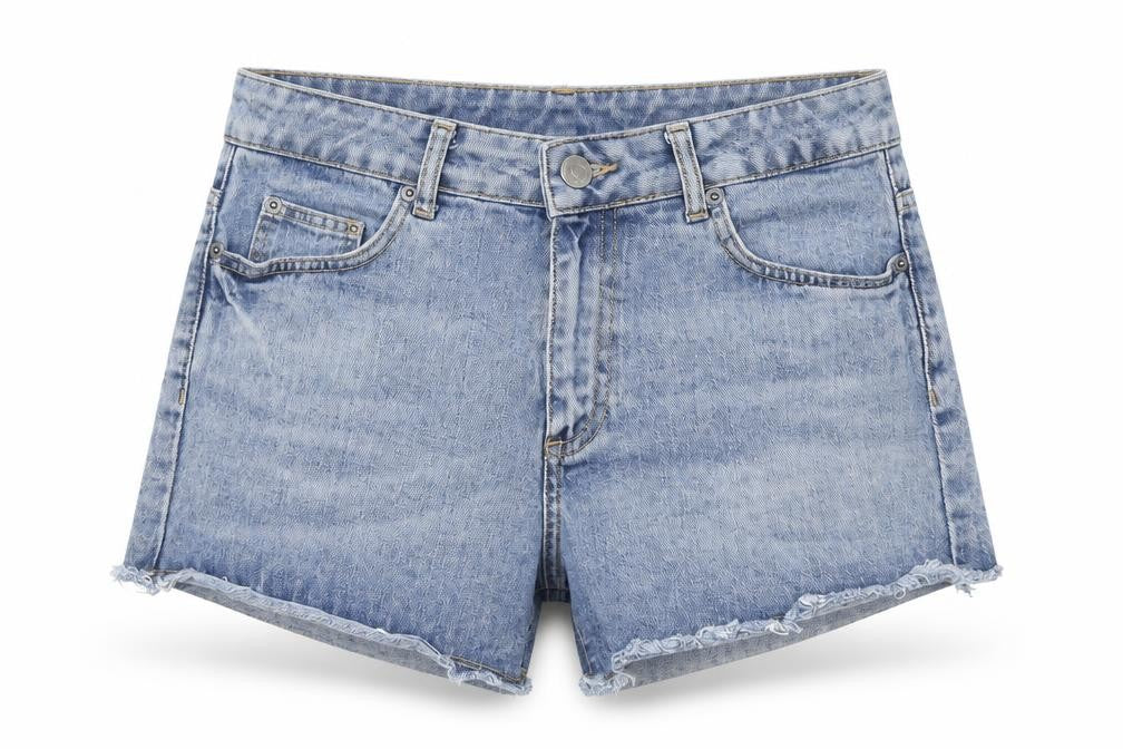 Topshop Womens Blue Cotton Cut-Off Shorts Size 28 in Regular Zip
