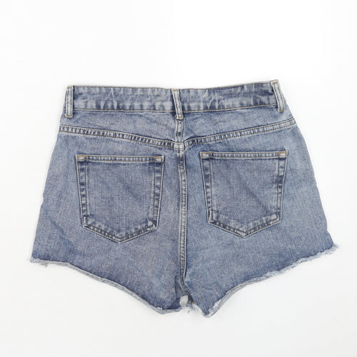 Topshop Womens Blue Cotton Cut-Off Shorts Size 28 in Regular Zip
