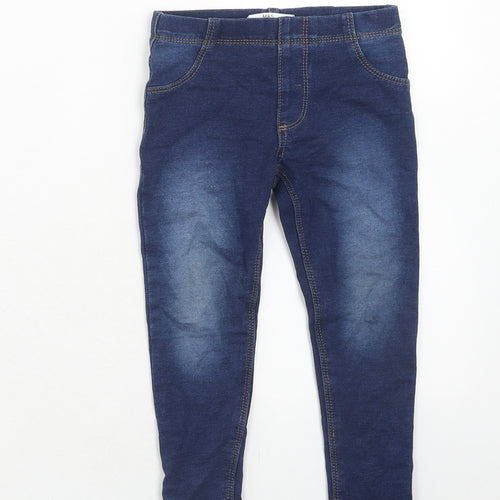 Marks and Spencer Girls Blue Cotton Skinny Jeans Size 3-4 Years Regular Pullover