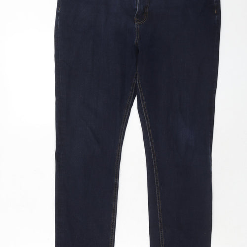 Marks and Spencer Womens Blue Cotton Skinny Jeans Size 16 Regular Zip