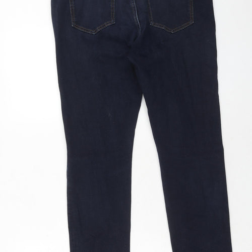 Marks and Spencer Womens Blue Cotton Skinny Jeans Size 16 Regular Zip