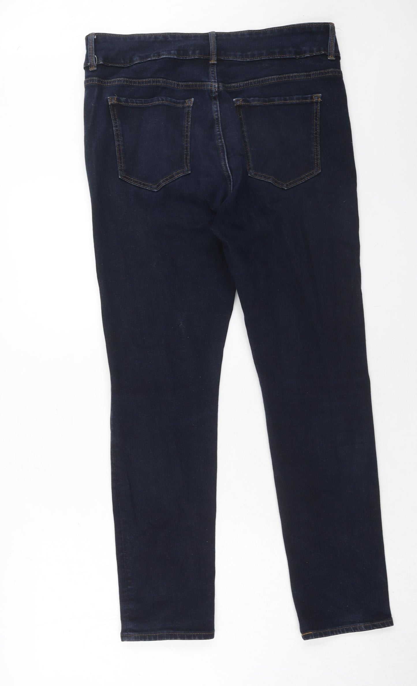 Marks and Spencer Womens Blue Cotton Skinny Jeans Size 16 Regular Zip