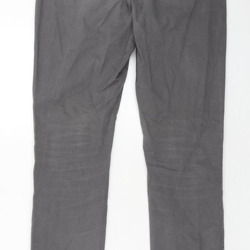 H&M Mens Grey Cotton Trousers Size 32 in Regular Zip