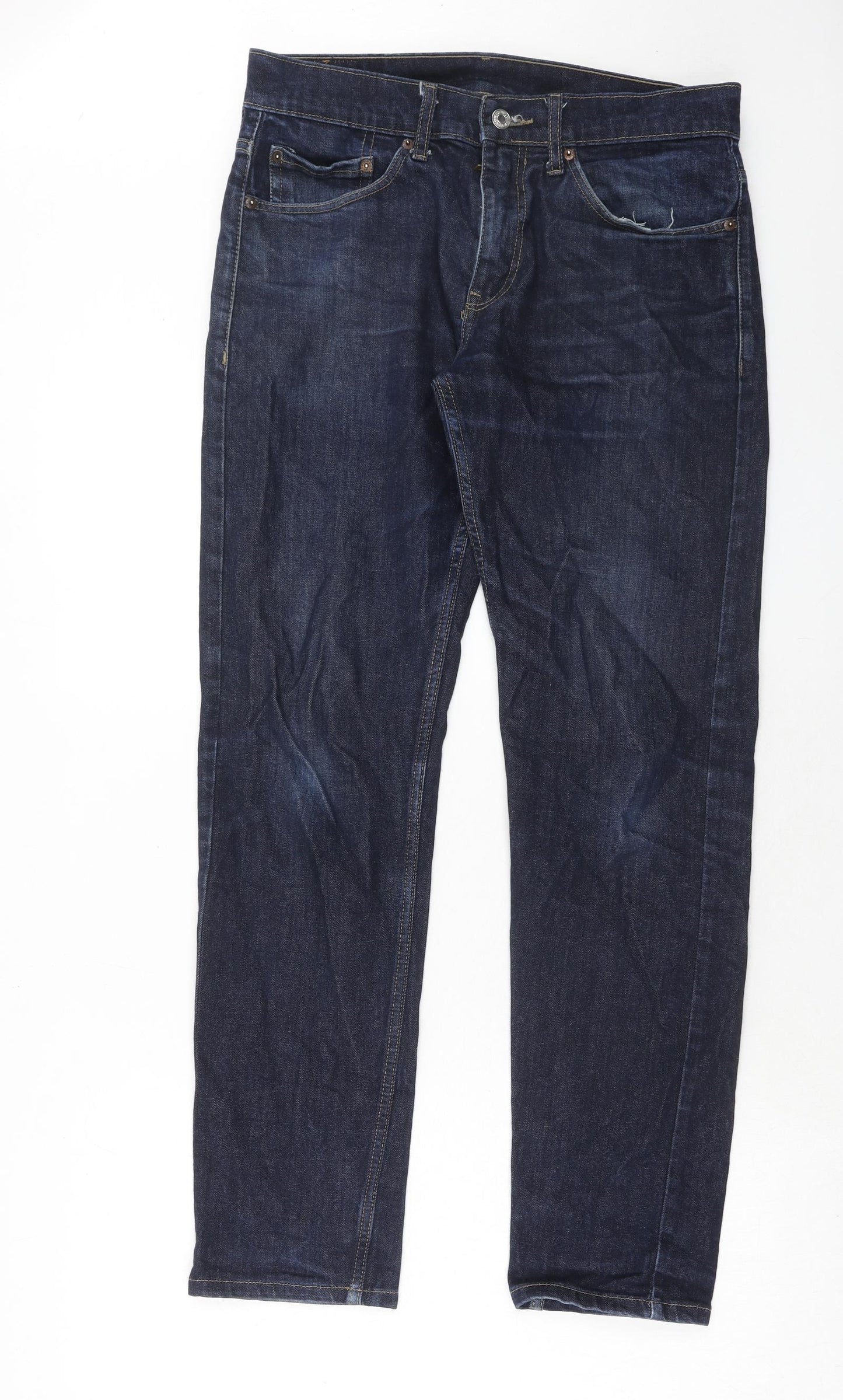 Levi's Mens Blue Cotton Straight Jeans Size 32 in L32 in Regular Zip