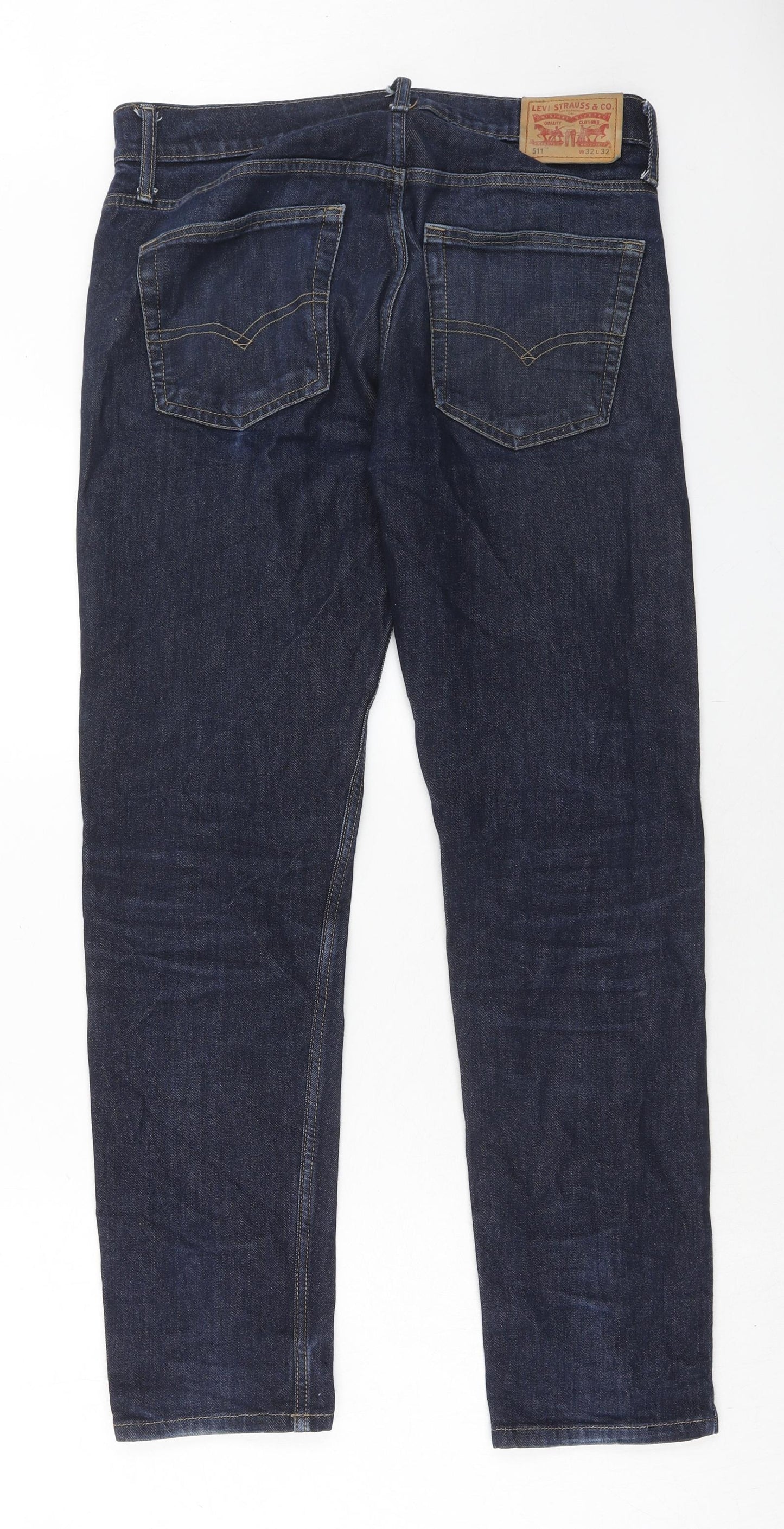 Levi's Mens Blue Cotton Straight Jeans Size 32 in L32 in Regular Zip