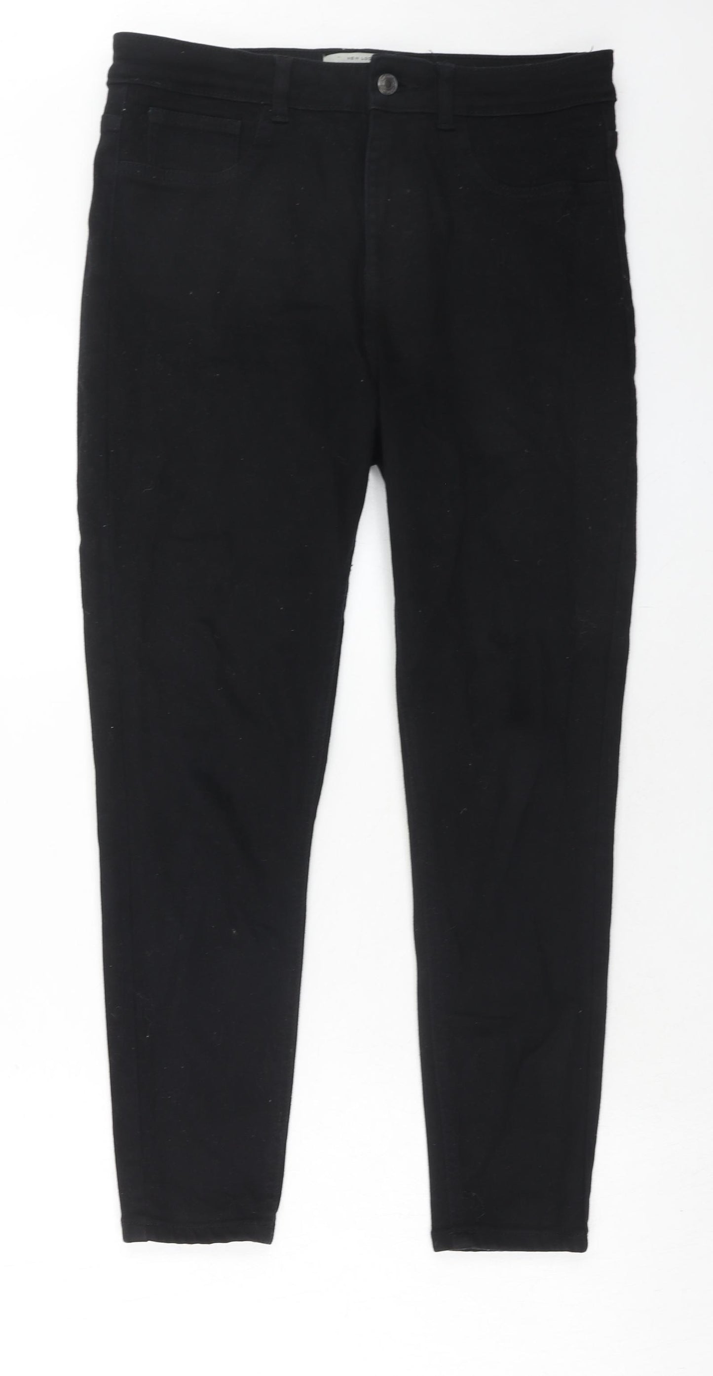 New Look Womens Black Cotton Skinny Jeans Size 14 Regular Zip